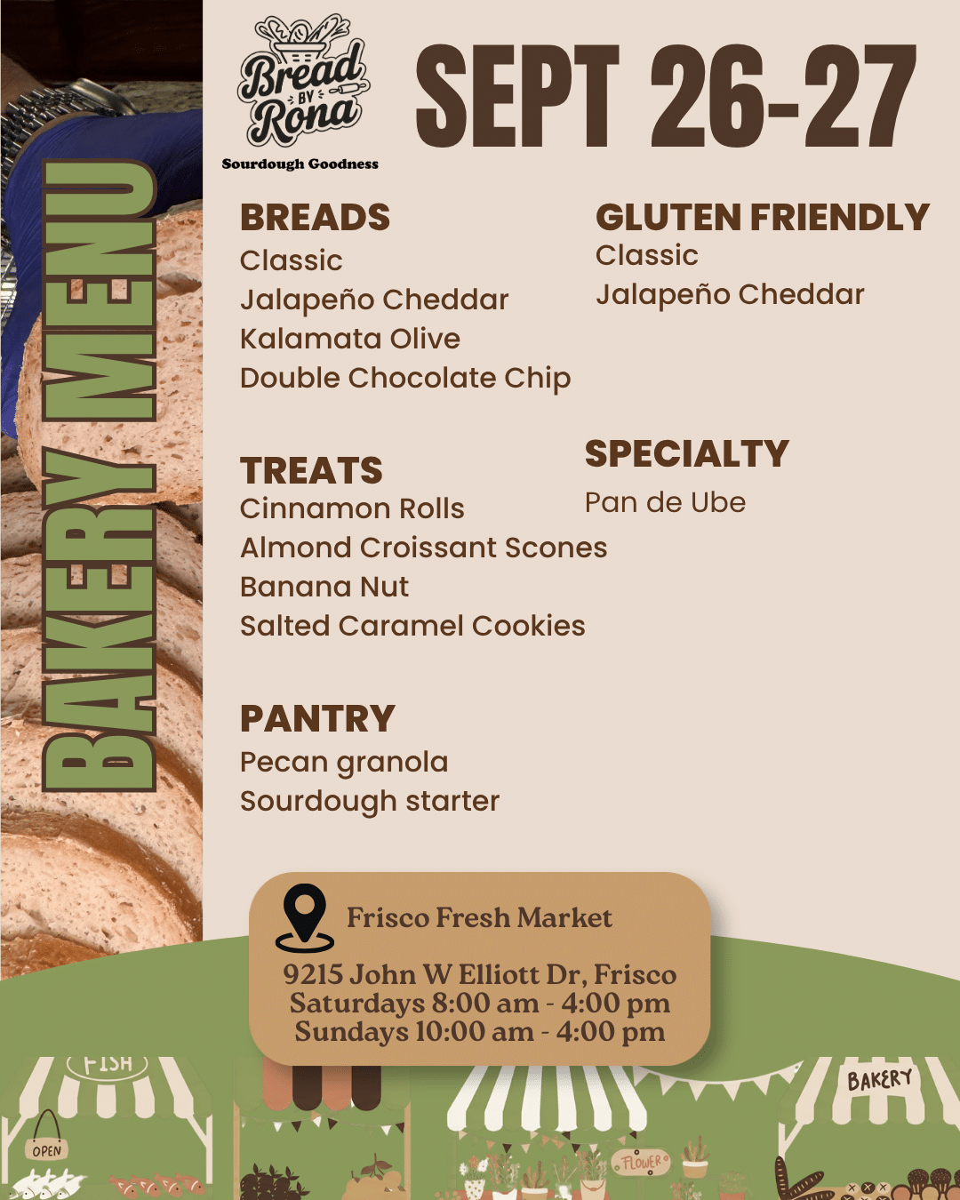 Bread By Rona menu for September 26–27, 2026