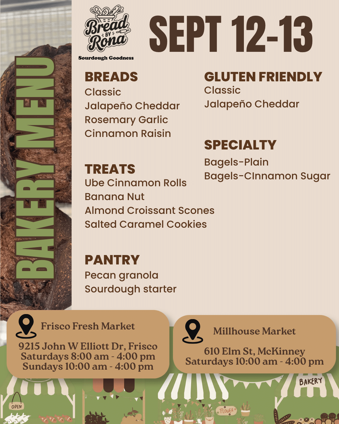 Bread By Rona menu for September 12–13, 2026