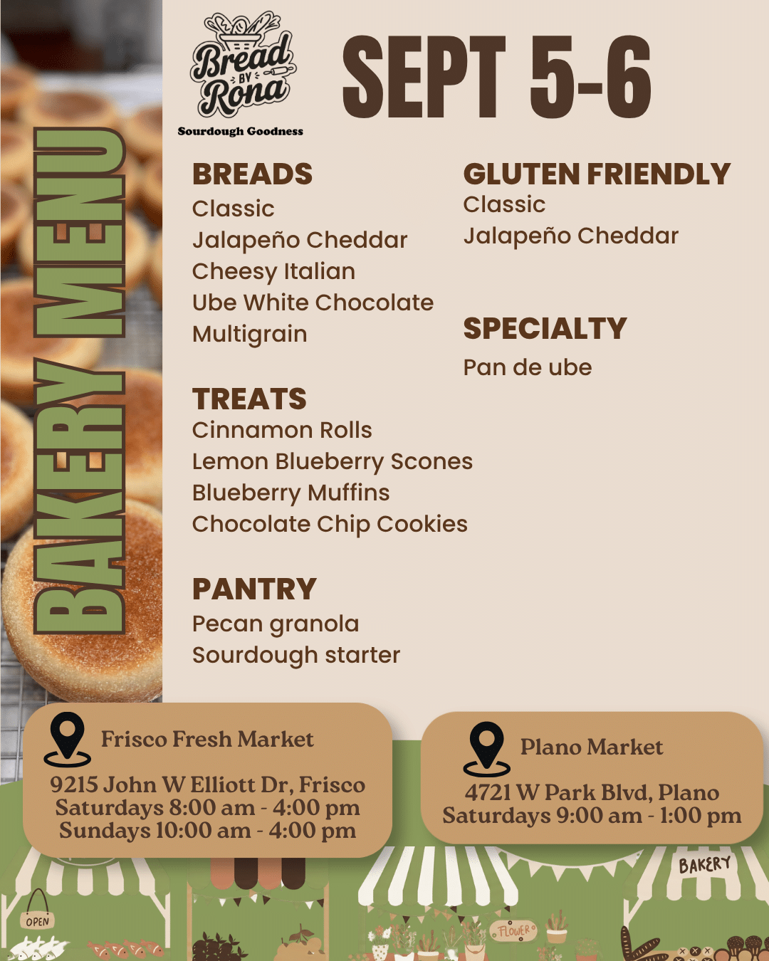 Bread By Rona menu for September 5–6, 2026